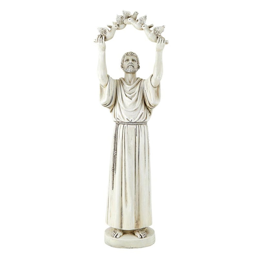 Avalon Gallery Outdoor Sculptures Saint Francis of Assisi Inspirational Stone Resin Garden Statue, 25.5-Inch, with Dove