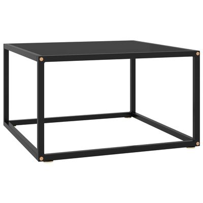 WEMYUFURN Coffee Table Black with Black Glass 23.6"x23.6"x13.8", End Tables, Living Table, Center Tables for Living Room, Living Room Furniture for Office, Lounge, Cafe, Study, Bedroom