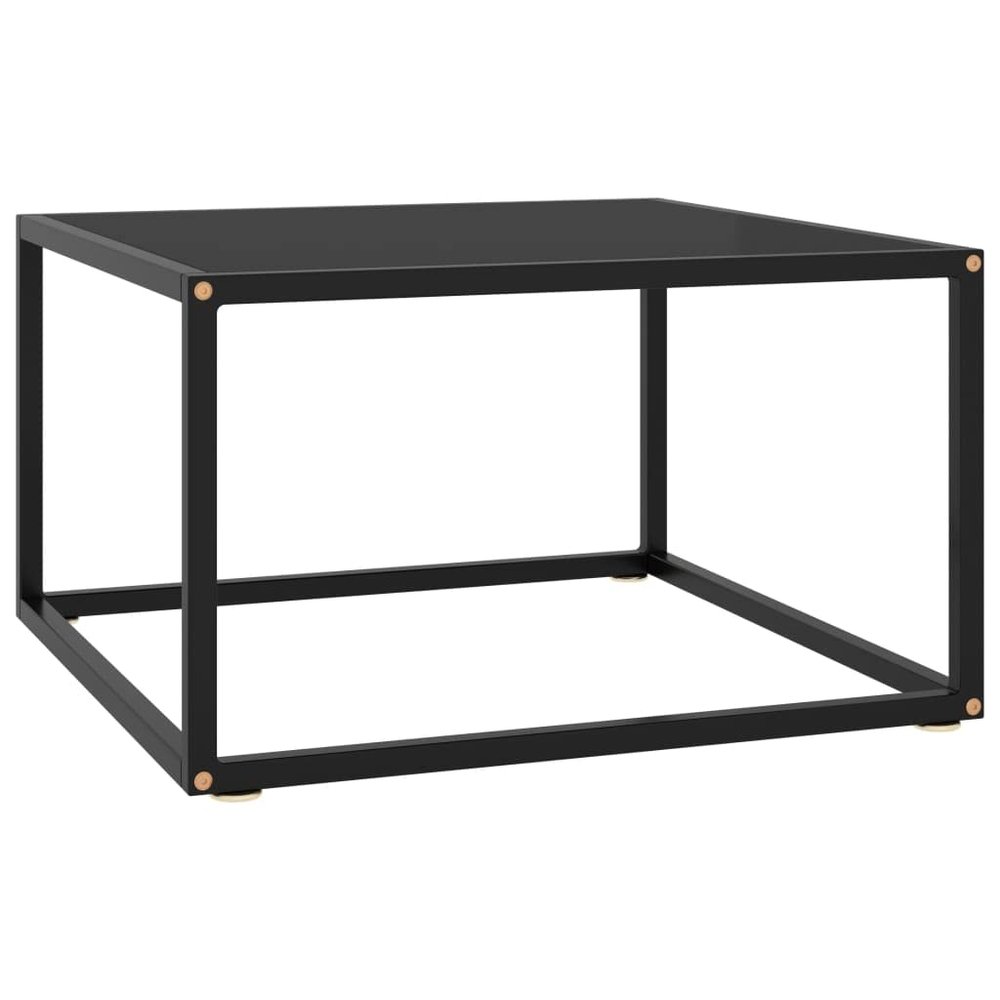 WEMYUFURN Coffee Table Black with Black Glass 23.6"x23.6"x13.8", End Tables, Living Table, Center Tables for Living Room, Living Room Furniture for Office, Lounge, Cafe, Study, Bedroom