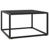 WEMYUFURN Coffee Table Black with Black Glass 23.6"x23.6"x13.8", End Tables, Living Table, Center Tables for Living Room, Living Room Furniture for Office, Lounge, Cafe, Study, Bedroom view 1
