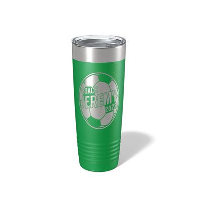 Alterd Industries Coach Gift - Soccer Coach | insulated tumbler with lid | travel coffee mug | Girls Soccer | gifts for coaches (Wine Tumbler) (Diagonal Soccer, Green, 20oz Tumbler)
