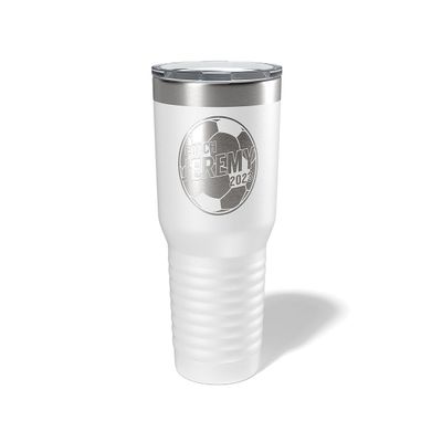 Alterd Industries Coach Gift - Soccer Coach | insulated tumbler with lid | travel coffee mug | Girls Soccer | gifts for coaches (Wine Tumbler) (Diagonal Soccer, White, 30oz Tumbler)