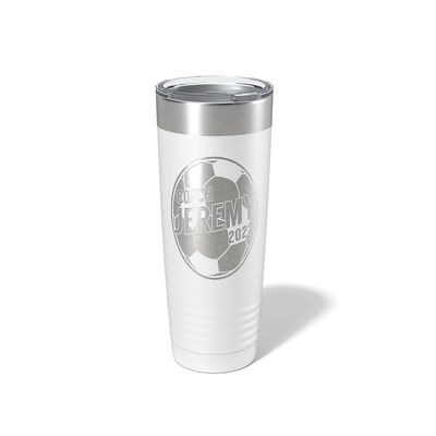 Alterd Industries Coach Gift - Soccer Coach | insulated tumbler with lid | travel coffee mug | Girls Soccer | gifts for coaches (Wine Tumbler) (Diagonal Soccer, White, 20oz Tumbler)