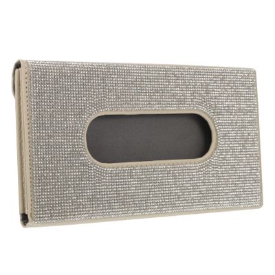VICASKY Car Tissue Holder with Rhinestone Decoration Pu Visor Napkin Case for Organizing Tissues Stylish Design for Cars Suvs and Trucks