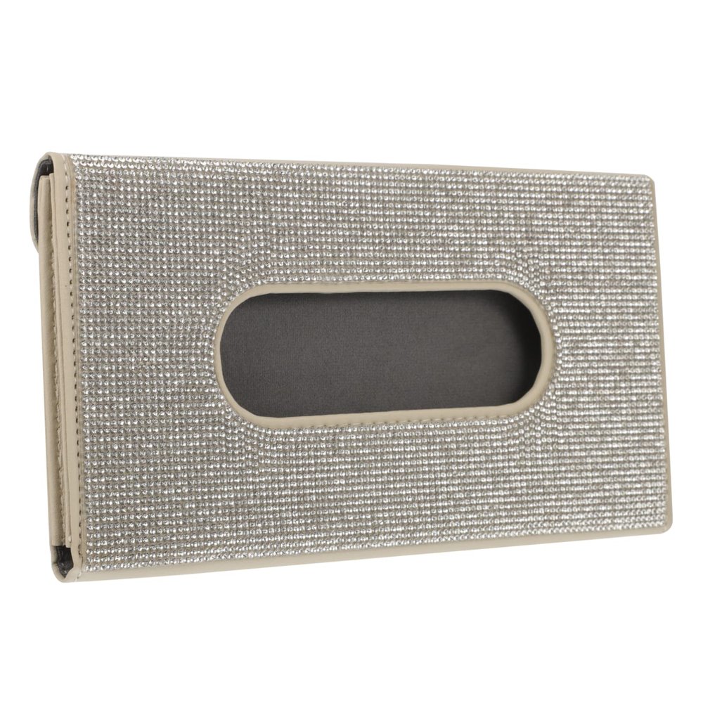 VICASKY Car Tissue Holder with Rhinestone Decoration Pu Visor Napkin Case for Organizing Tissues Stylish Design for Cars Suvs and Trucks
