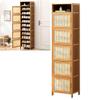 Rattan Shoe Storage Cabinet for Entryway,Narrow Shoe Cabinet, Shoe Rack,Free Standing Storage Cabinet with Doors,Bamboo Closed Shoe Rack,Shoes Organizer Cabinet,4/6/8/10/11 Tier ( Size : 11 tier ) view 1