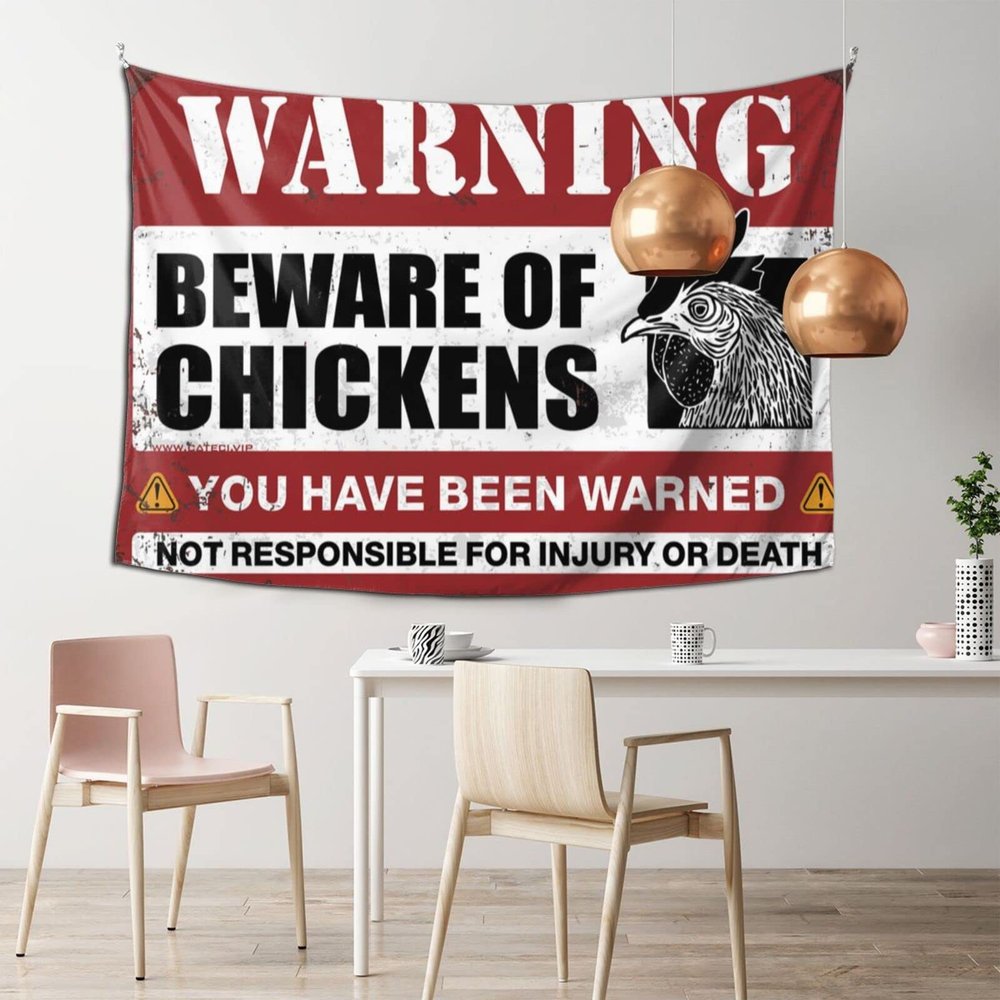 Bedroom Door Decor Beware of Chickens Tapestry Wall Hanging Decor Asthetic Room Decore (Size : 75X100CM)