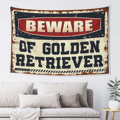Abipuir Bedroom Door Decorations Beware of Golden Retriever Tapestry Things for Boys Room Funny Sogns (Size : 100X150CM)