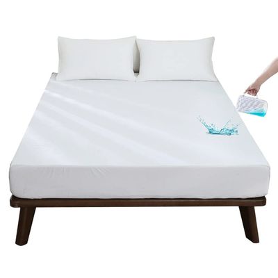 OBONG 100% Waterproof Mattress Protector Twin Full Queen King Size Microfiber Mattress Cover Protectors Breathable Ultra Soft Solid Color Deep Pocket Bed Cover (Color : B, Size : King 198x203+38cm)
