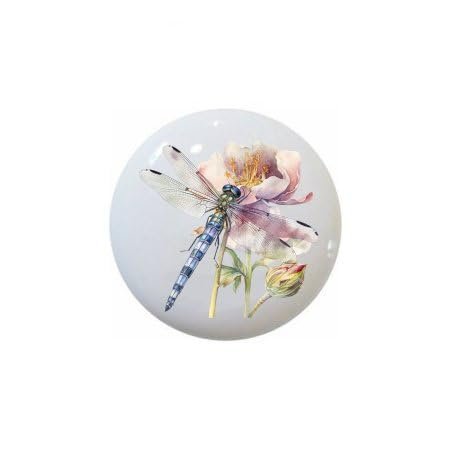Farm Fresh Knobs Design Ceramic Cabinet Kitchen Bathroom Furniture Handles or Pulls w/Glossy Finish - Dragonflies by icao Dragonfly Insects - 1.5 x 1.5 Inches (9)