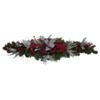 Northlight Houndstooth Bows and Berries Artificial Christmas Swag Unlit, 52", Green view 1