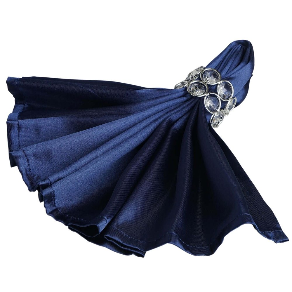 10 pcs 20-Inch Navy Blue Satin Dinner Napkins - for Wedding Party Reception Events Restaurant Kitchen Home