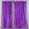 Handcrafted Lavender Indian Sari Curtains, Tiebacks Included Unlined Tie Top Sari Sheer Curtains, 80"W x 84"L, Beauty & Elegance for Living Rooms, Bedrooms, and Dining Rooms, Sold in Pairs view 3