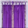 Handcrafted Lavender Indian Sari Curtains, Tiebacks Included Unlined Tie Top Sari Sheer Curtains, 80"W x 84"L, Beauty & Elegance for Living Rooms, Bedrooms, and Dining Rooms, Sold in Pairs view 4