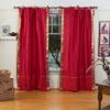 Handcrafted Fire Brick Indian Sari Curtains, Tiebacks Included Unlined Tie Top Sari Sheer Curtains, 80"W x 84"L, Beauty & Elegance for Living Rooms, Bedrooms, and Dining Rooms, Sold in Pairs view 1