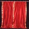 Handcrafted Fire Brick Indian Sari Curtains, Tiebacks Included Unlined Tie Top Sari Sheer Curtains, 80"W x 84"L, Beauty & Elegance for Living Rooms, Bedrooms, and Dining Rooms, Sold in Pairs view 4