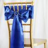 100 Royal Blue Satin Chair Sashes Bows Ties for Wedding Decorations Party Supplies Events Chair Covers Decor Banquet Reception view 2