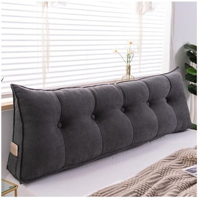 Large Backrest Cushions Triangular Reading Pillow, Headboard Pillow / Triangular Bedside Cushion, Long Pillows With Zipper Cover, Soft, Comfortable And Breathable ( Color : Black gray , Size : 200cm/7