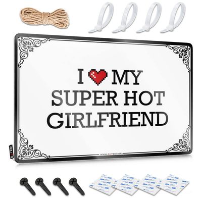 Abipuir Men Decor I Love My Super Hot Girlfriend Tin Sign Porch Decor Decor for Bedroom (Color : Colour, Size : 30X40CM)