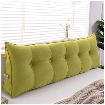 Large Backrest Cushions Triangular Reading Pillow, Headboard Pillow / Triangular Bedside Cushion, Long Pillows With Zipper Cover, Soft, Comfortable And Breathable ( Color : Pine green , Size : 120cm/4