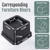 BTSD-home Bed Risers 2, 3 or 4 Inch Heavy Duty Furniture Risers Adjustable Dorm Bed Lifts Risers Table Desks Legs Blocks 4 Pack Black view 3