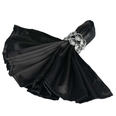 10 pcs 20-Inch Black Satin Dinner Napkins - for Wedding Party Reception Events Restaurant Kitchen Home