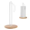 TONLEA Wood Paper Towel Holder with Fixer, Paper Towel Holder Countertop, Kitchen Towel Holder Free-Standing with Fixed or Non-Slip Wooden Base-White view 1
