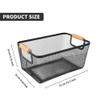 2Pack Metal Mesh Steel Basket with Bamboo Handle - Wire Metal Basket for Kitchen Organization, 12" Wide Food Organizer Bin, Perfect for Organizing Bulk Pantry (BLACK) view 2