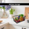 2Pack Metal Mesh Steel Basket with Bamboo Handle - Wire Metal Basket for Kitchen Organization, 12" Wide Food Organizer Bin, Perfect for Organizing Bulk Pantry (BLACK) view 4