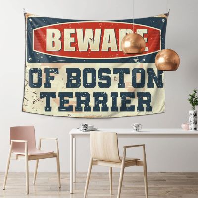 Abipuir Tapestry for Men Beware of Boston Terrier Tapestry Man Cave Bar Stuff for Boys Room (Size : 100X150CM)
