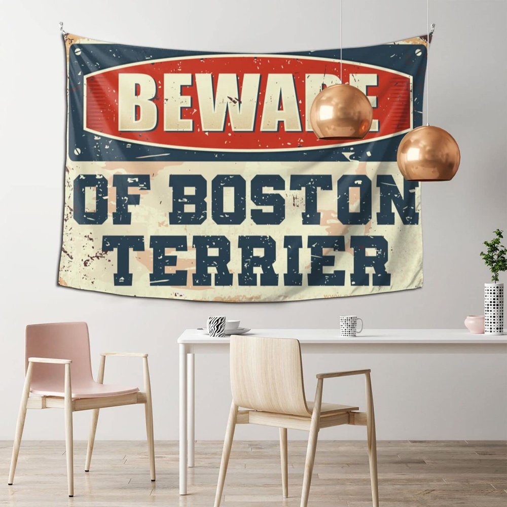Abipuir Tapestry for Men Beware of Boston Terrier Tapestry Man Cave Bar Stuff for Boys Room (Size : 100X150CM)