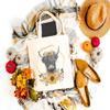 GXVUIS Highland Cow Canvas Tote Bag for Women Aesthetic Floral Reusable Grocery Shoulder Shopping Bags Gifts for Girls White view 3