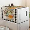 Flower Pumpkins Microwave Dustproof Cover Washer Dust Cover Machine Protector, Thanksgiving Fall Eucalyptus Leaves Plaid Decorative Kitchen Appliance Cover with 2 Pockets 28x67 view 3