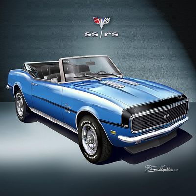 1968 Chevrolet Camaro Convertible | Fine Art Prints By Danny Whitfield (Size 20 x 24, BLUE)