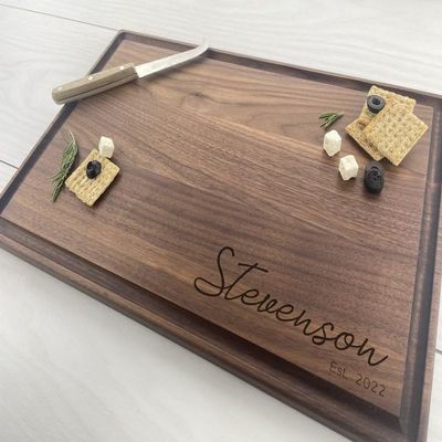 Personalized Cutting Board, Engraved Cutting Board, Couples Gift, Wedding Gift, Engagement Gift, Anniversary Gift, Cheese Board, 182 (Cherry, 12" x 9")