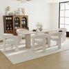 Wahson Modern Dining Chair Set of 6, Velvet Upholstered Barrel Kitchen Chair, Round Dining Chairs with Wooden Legs, Assembled Accent Armchairs for Dining Room/Living Room/Bedroom/Side, Ivory view 1