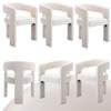 Wahson Modern Dining Chair Set of 6, Velvet Upholstered Barrel Kitchen Chair, Round Dining Chairs with Wooden Legs, Assembled Accent Armchairs for Dining Room/Living Room/Bedroom/Side, Ivory view 3