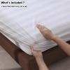 100% Egyptian Cotton Fitted Sheet Queen Size, 600 Thread Count, Single Fitted Sheet Only,16" Deep Pocket Sheet, Soft & Elastic Sateen Weave Bottom Sheet for Hotel & Home (White-Stripe, Queen) view 4