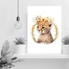 Cheetah Cub Flower Crown,Cute Nursery Botanical Wall Art Print,Safari Animal Pictures Wall Art - Baby Room Animal Prints - Jungle Babies Wall Decor - 12"x18" canvas print with frame view 3