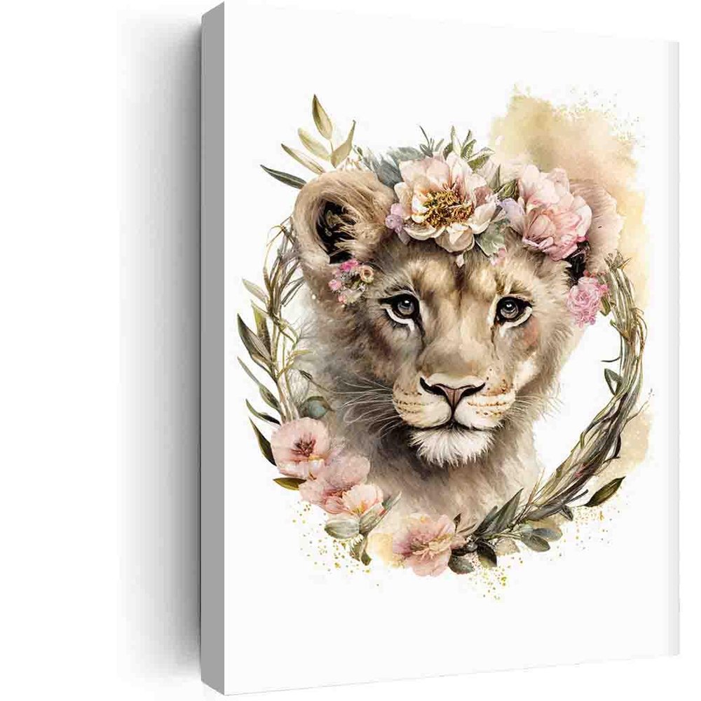 Baby Lion Cub Poster Animal Prints,Nursery Wall Art For Kids,Jungle Theme Baby Room Decor-Baby Girls & Boys Nursery Decor-Woodland Nursery Decor-Animal Nursery Decor-16"x24" canvas print with frame