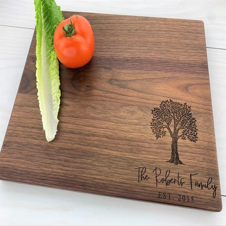 Personalized Cutting Board, Engraved Cutting Board, Family Tree, Wedding Gift, Anniversary Gift, Engagement Gift, Couples Gift, 100 (Maple, 11" x 6")