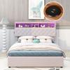 Upholstered Platform Bed with Storage Headboard, Led, USB Charging and 2 Drawers,Platform Bed Frame with Storage Drawers, No Box Spring Needed, Easy Assembly (Beige, Full) view 1