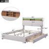 Upholstered Platform Bed with Storage Headboard, Led, USB Charging and 2 Drawers,Platform Bed Frame with Storage Drawers, No Box Spring Needed, Easy Assembly (Beige, Full) view 3