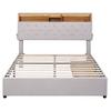 Upholstered Platform Bed with Storage Headboard, Led, USB Charging and 2 Drawers,Platform Bed Frame with Storage Drawers, No Box Spring Needed, Easy Assembly (Beige, Full) view 4