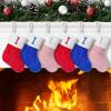 Amidaky Christmas Stocking Personalized 1 Pack Custom Name Family Christmas Stocking Pink Velvet Mini Embroidered Stockings for Xmas Holiday Decorations Letter I Red Blue White view 1