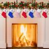 Amidaky Christmas Stocking Personalized 1 Pack Custom Name Family Christmas Stocking Pink Velvet Mini Embroidered Stockings for Xmas Holiday Decorations Letter I Red Blue White view 2