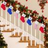 Amidaky Christmas Stocking Personalized 1 Pack Custom Name Family Christmas Stocking Pink Velvet Mini Embroidered Stockings for Xmas Holiday Decorations Letter I Red Blue White view 3