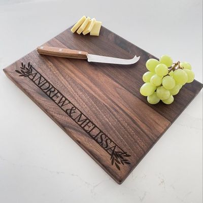 Personalized Cutting Board, Wedding Gift, Bridal Shower Gift, Olive Branches, Leaf Design, Wedding Shower Gift, Anniversary Gift, 004 (Cherry, 14" x 11")