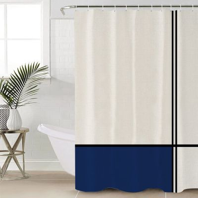 Tersuger Fabric Shower Curtain 54x78 Inch, Abstract Gemoetric Art Navy Blue Color Block Shower Curtain for Bathroom with Hooks,Waterproof Bath Shower Curtain Sets Decorative Bathroom Accessories