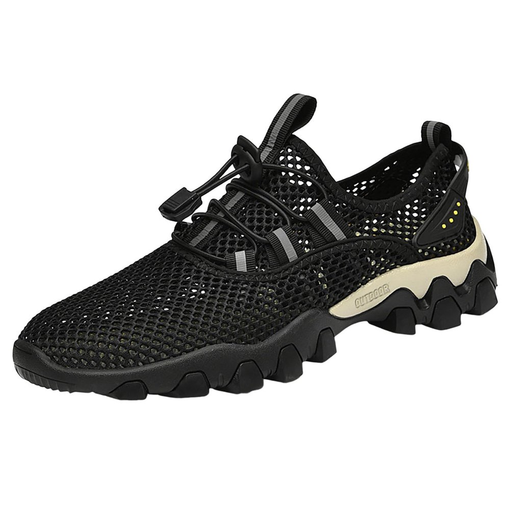 CsgrFagr Men's Shoes Summer Breathable Mesh Shoes Sports Casual Shoes Men's Hiking Shoes Tourism Hiking Big Screen (Black, 8.5)